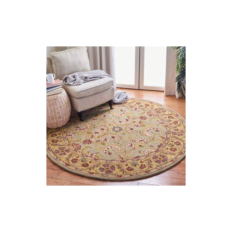 Heritage HG924 Handmade Area Rug - 6' Round - Grey/Gold - Safavieh