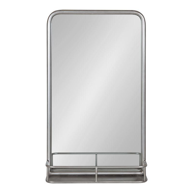 Kate and Laurel Estero Metal Framed Radius Rectangle Wall Mirror with Shelf