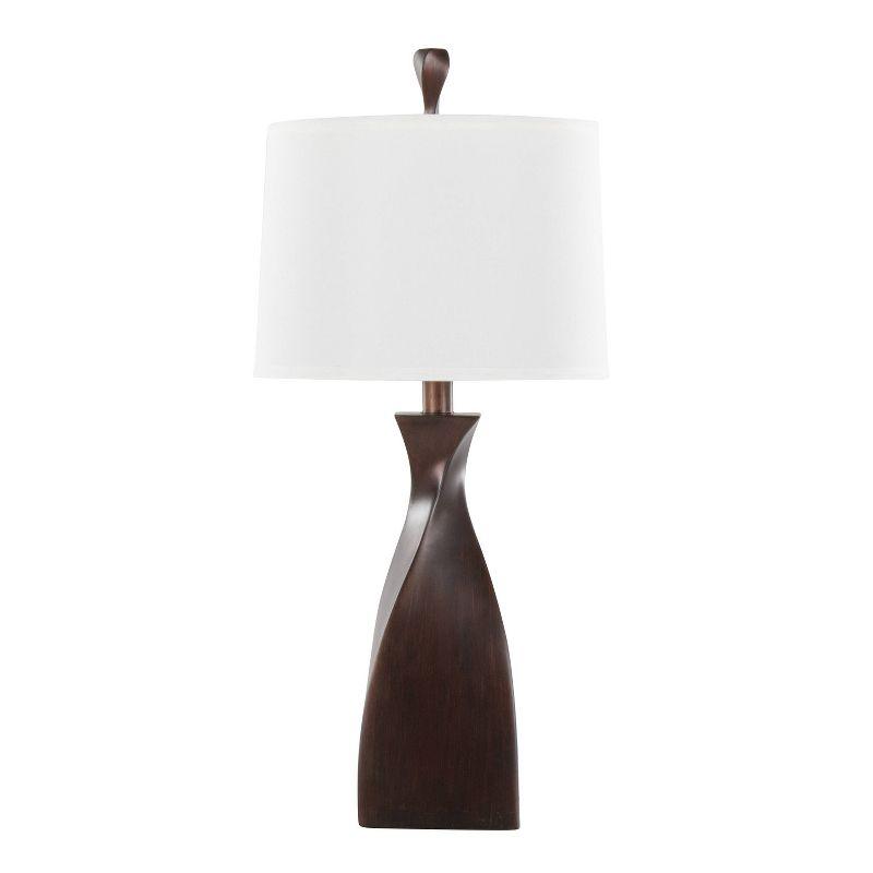 LumiSource (Set of 2) Curvo 30" Contemporary Polyresin Table Lamps Copper Bronze Polyresin with Natural Linen Shade from Grandview Gallery