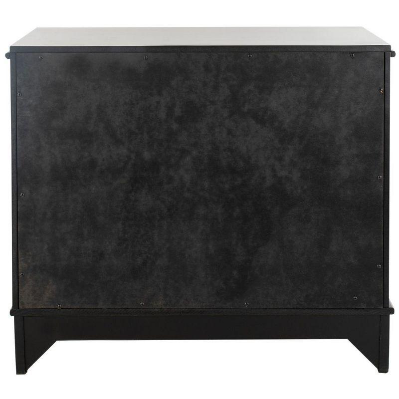 Transitional Black and Gold 3-Drawer Nightstand with Brass Quatrefoil Pulls