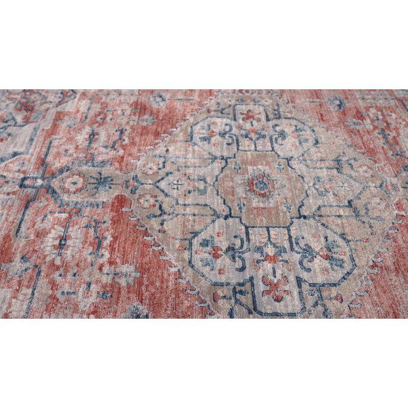 Nuloom Zara Medallion 2x6 Runner Indoor Area Rug for Living Room Bedroom Dining Room Entryway Hallway Kitchen, Rust/Blue