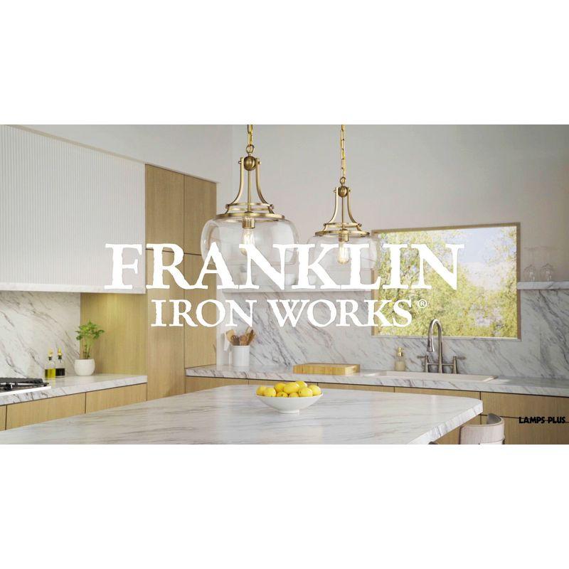 Franklin Iron Works Charleston Brass Pendant Lighting 13 1/2" Wide Modern LED Clear Glass Shade for Dining Room House Foyer Kitchen Island Entryway