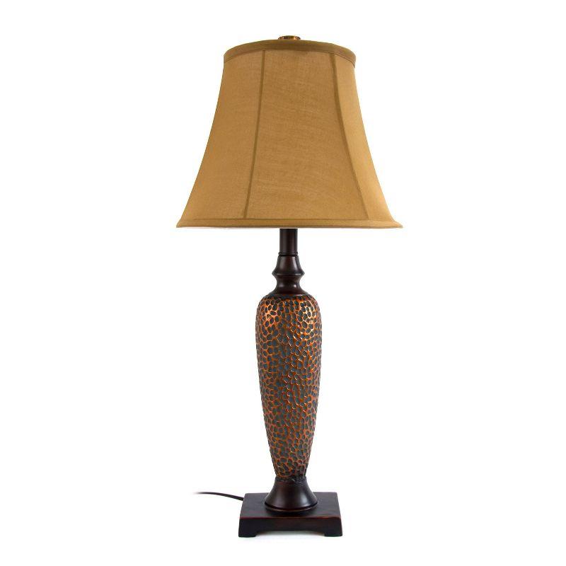 3pk Hammered Lamp Set (2 Table Lamps and 1 Floor Lamp) Bronze - Elegant Designs: UL Listed, Cotton Shades