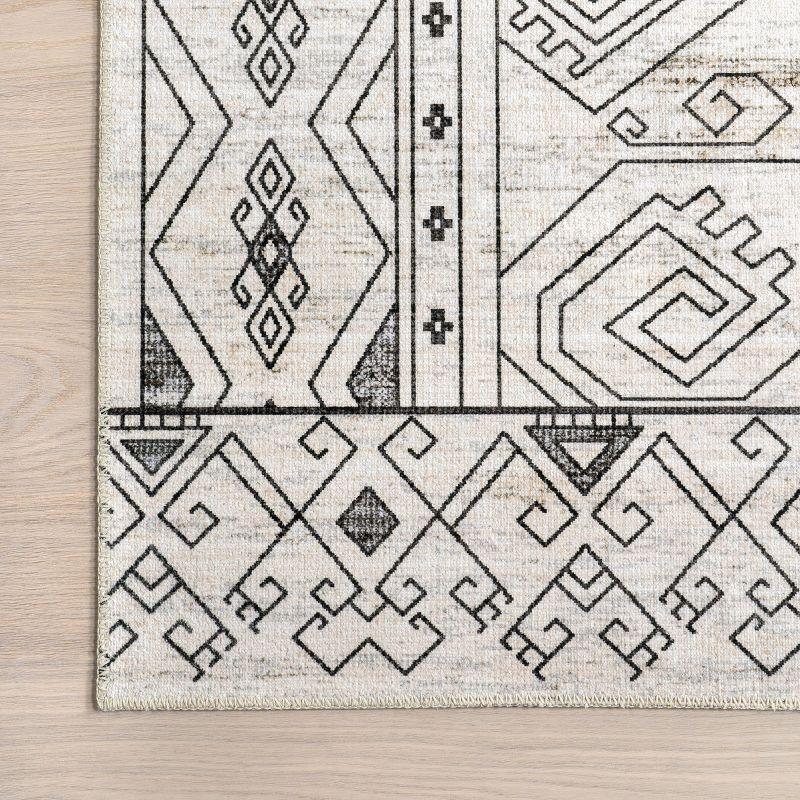 Nuloom Malena Bordered Pet Friendly Machine Washable Area Rug, 5' x 8', Light Grey