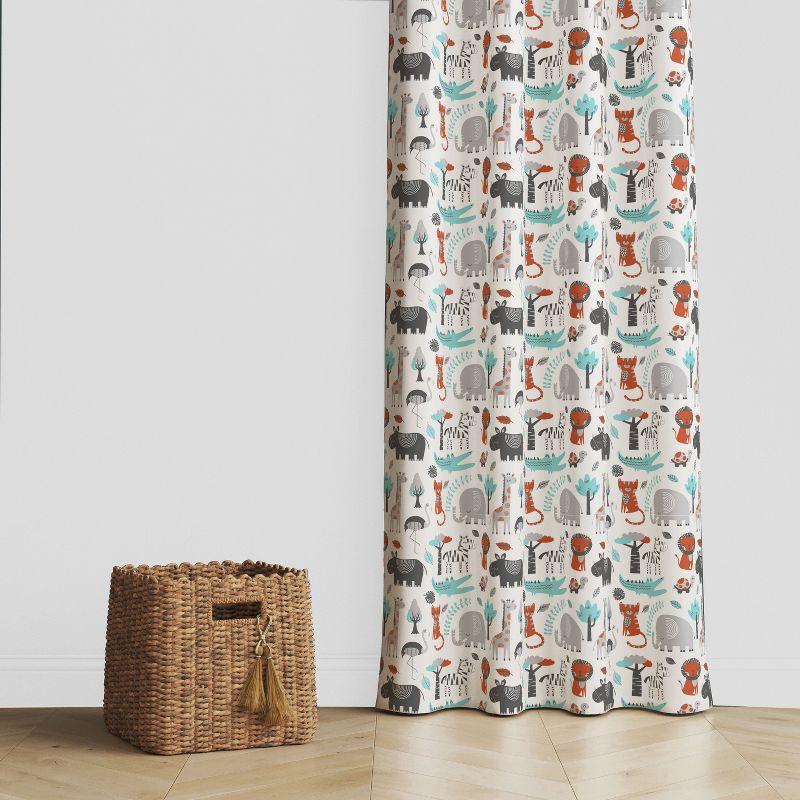 Bacati - Jungle Safari Aqua/Orange/Grey Curtain Panel