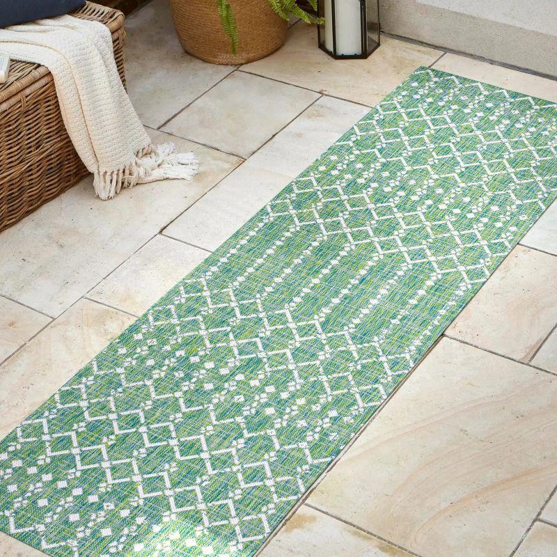 Ourika Moroccan Geometric Textured Weave Indoor/Outdoor Area Rug - JONATHAN Y