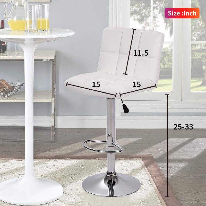 Bar Stools 1 Set Of 2, Counter Height Bar Stools, Square Cushion Bar Stools With Back, Footstool, Cafe, 2 Pieces