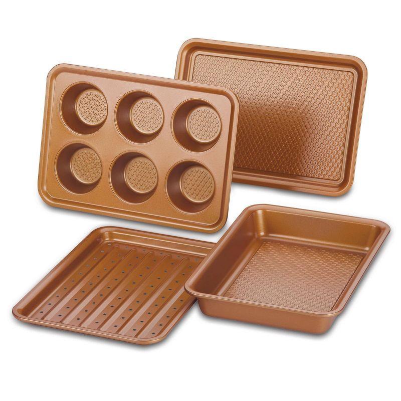 Copper Nonstick 4-Piece Toaster Oven Bakeware Set