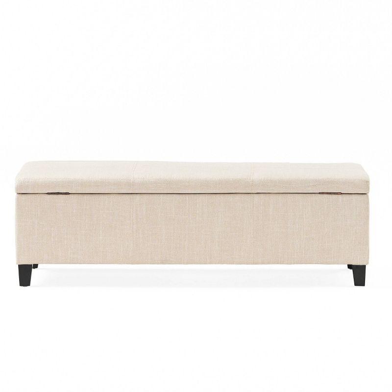 Sarelia Light Beige Fabric Storage Ottoman Bench