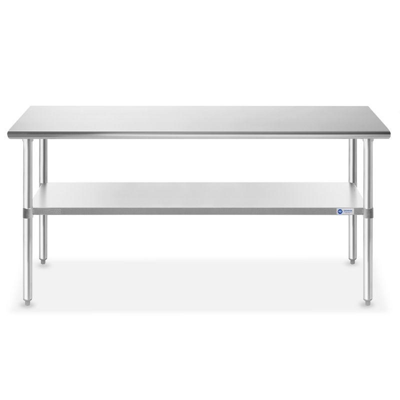 GRIDMANN Stainless Steel Table with Undershelf - 72 x 30 Inch, NSF Commercial Kitchen Work & Prep Table for Restaurant and Home