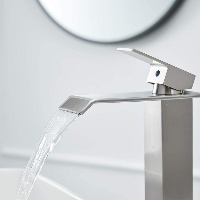 BWE Waterfall Single Hole Single Handle Bathroom Vessel Sink Faucet With Pop-up Drain Assembly