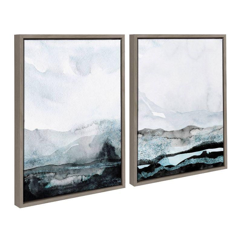 (Set of 2) 18" x 24" Sylvie Layers by Maja Mitrovic of Makes My Day Happy Framed Canvas Gray - Kate & Laurel All Things Decor