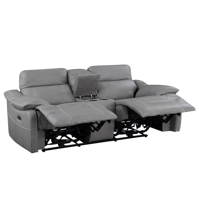 Alpine Leather Power Console Loveseat Smoke - Steve Silver Co.