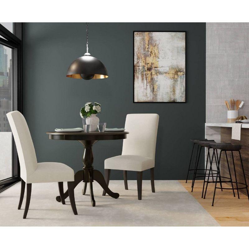 Classic Black Round Wood Dining Table with Pedestal Base