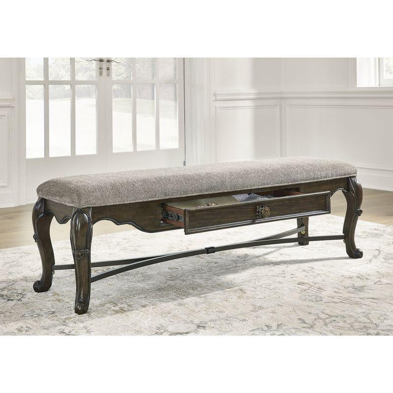 Signature Design by Ashley Maylee 63" 1 Drawer Dining Bench, Dark Brown