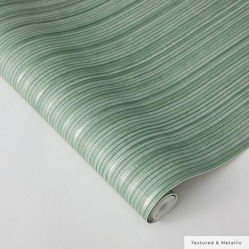 Tempaper & Co. 28 sq ft Faux Grasscloth Removable Peel and Stick Wallpaper Textured Sage : Vinyl, Self-Adhesive, Wood Grain Design