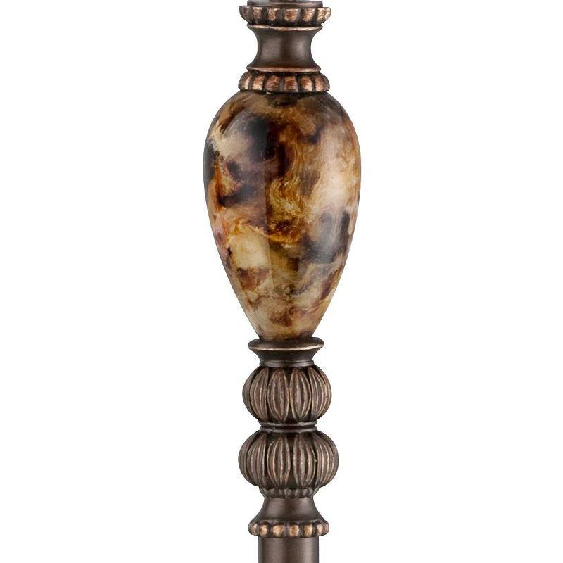 Kathy Ireland Vintage Swing Arm Floor Lamp 61" Tall Bronze Marble Font Faux Silk Shade for Living Room Reading House Bedroom Home