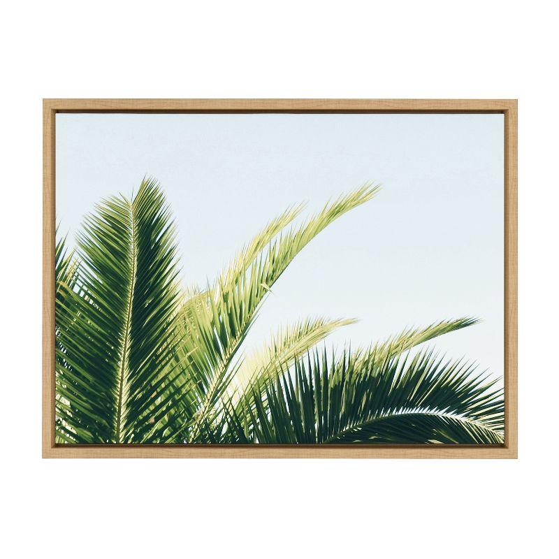 Tropical Palm Under Blue Sky Framed Canvas Print, 18x24, Natural