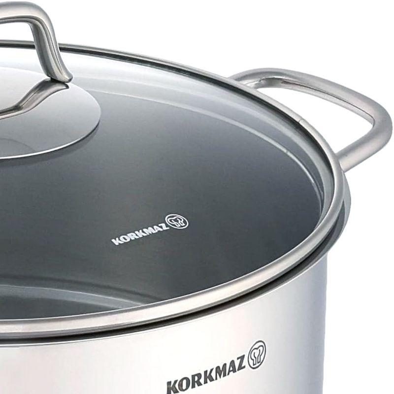 Korkmaz Perla 2 Piece 2.3 Liter Stainless Steel Casserole with Lid in Silver