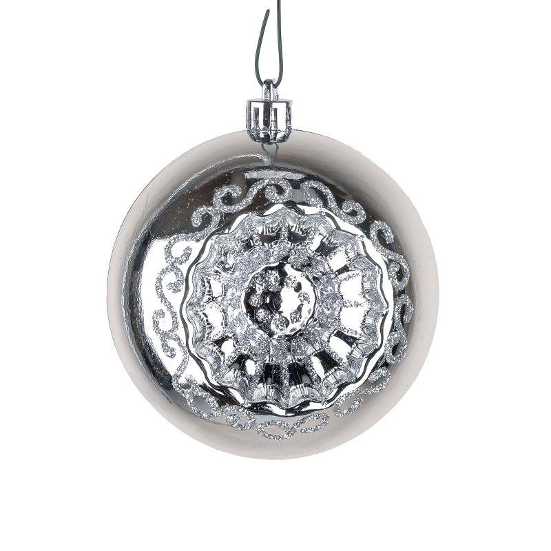 National Tree Company First Traditions Christmas Tree Ornaments, Metallic Silver with Swirls, Set of 6