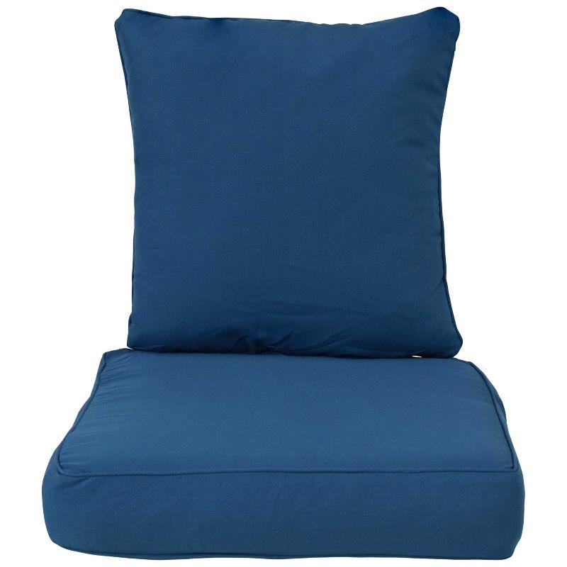 Plush Deep Seating Indoor/Outdoor Chair Cushion Set in Blue