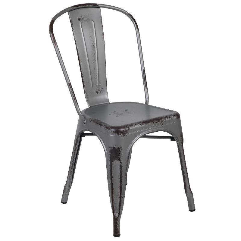 Flash Furniture Commercial Grade Distressed Metal Indoor-Outdoor Stackable Chair