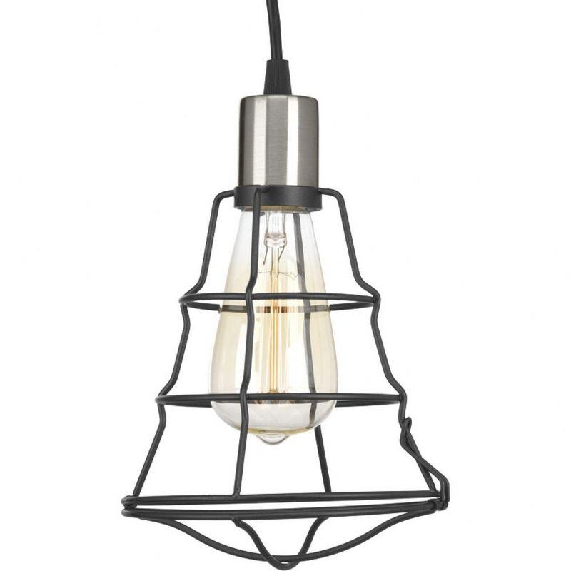 Black and Brushed Nickel Mini Cage Pendant Light