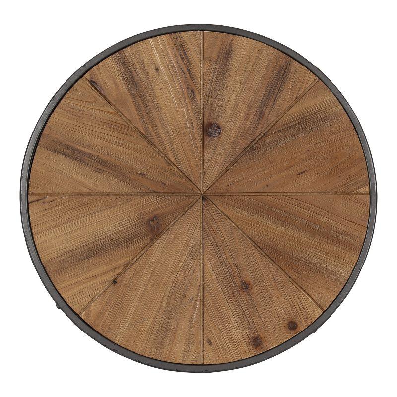 Rustic Brown and Charcoal Gray Starburst Round Side Table, 20x20x18.5