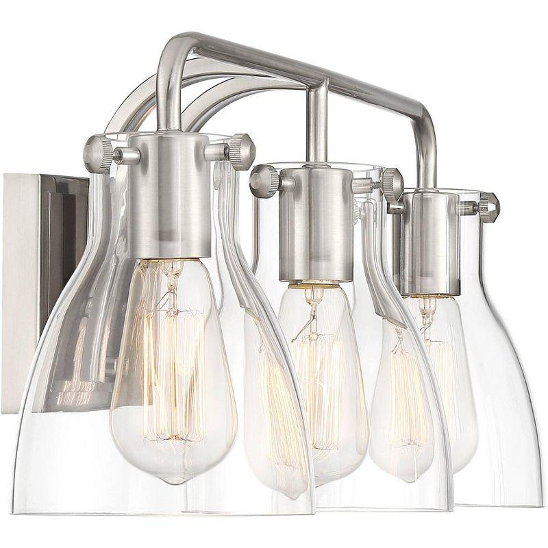 Possini Euro Design Cyn Modern Wall Light Brushed Nickel Hardwire 23 3/4" 3-Light Fixture Clear Glass for Bedroom Bathroom Vanity Living Room Hallway