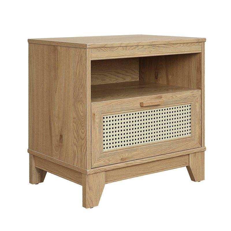 Sheridan Natural Cane and Wood Nightstand Set with Drawer