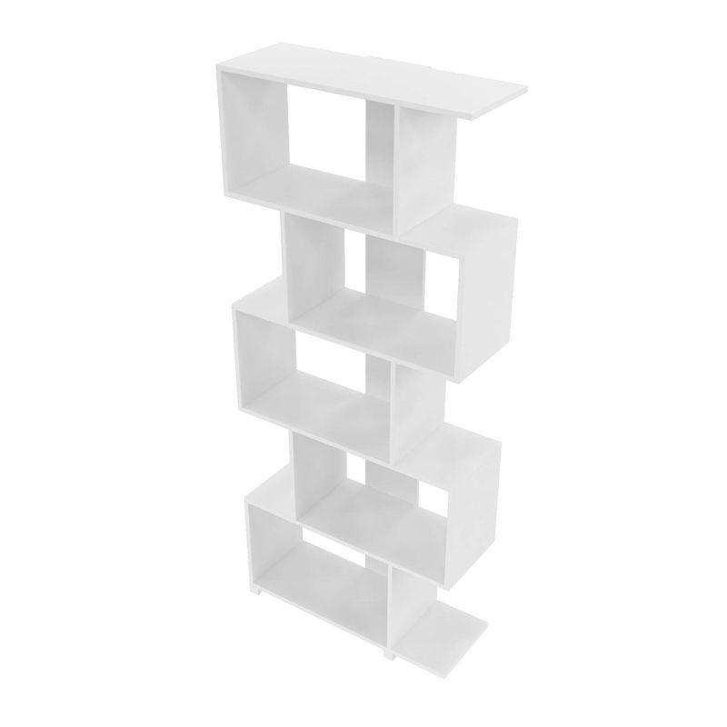 White Geometric Wood Bookcase with Cubes