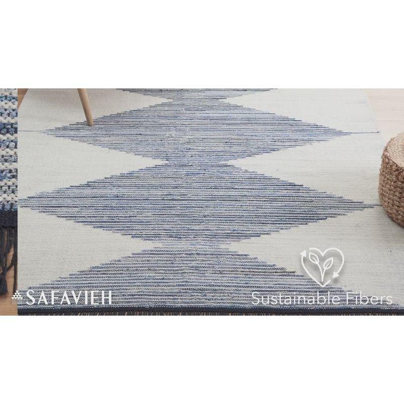 Kilim With Fringes KLM309 Flat Weave Runner Rug - Ivory/Blue - 2'3"x9' - Safavieh