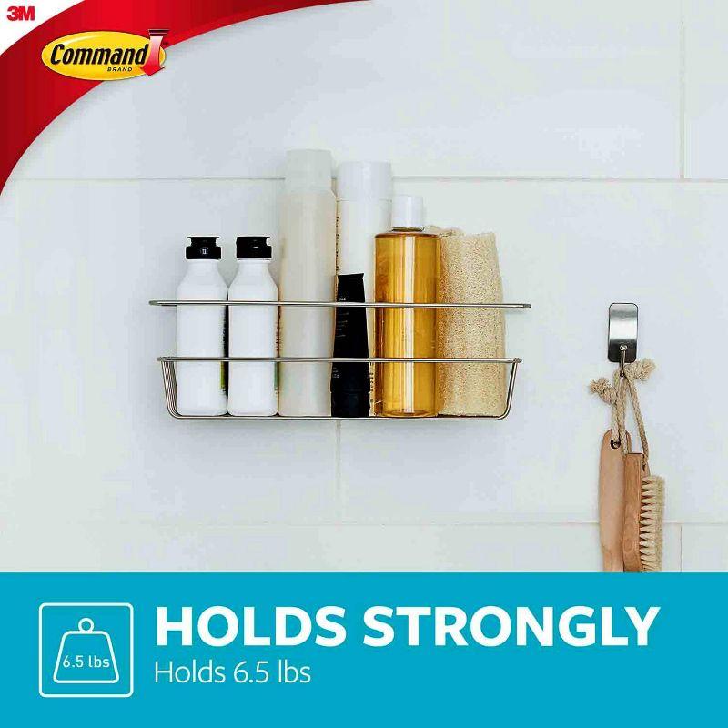 Command Metal Shower Caddy Satin Nickel: Adhesive Mount, Bathroom Organizer, Rust-Resistant, 6.375"H x 12.5"W