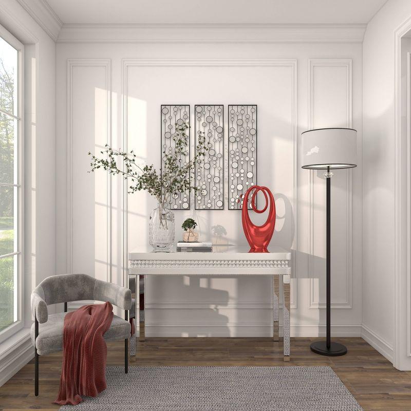 Mercer41 Metal Geometric Black Wall Decor with Round Mirror Accents Set