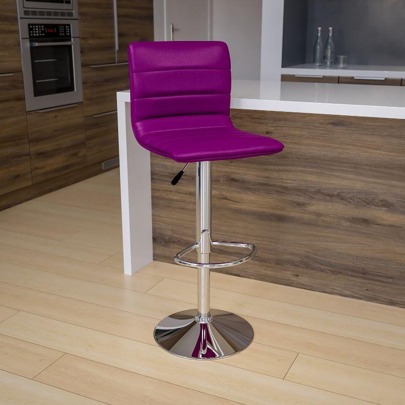 Flash Furniture Modern Vinyl Adjustable Height Barstool with Horizontal Stitch Back