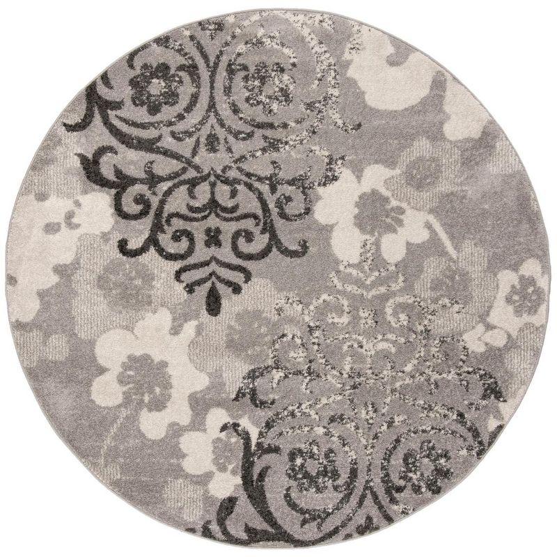 Adirondack ADR114 Machine Made Indoor Area Rug - Silver/Ivory - 8' Round - Safavieh