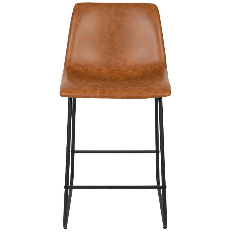 Flash Furniture 24 inch LeatherSoft Counter Height Barstools in Light Brown, Set of 2