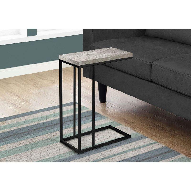 Monarch Specialties Accent Table C-Shaped End Side Snack Living Room Bedroom Metal Laminate Grey Black Contemporary Modern