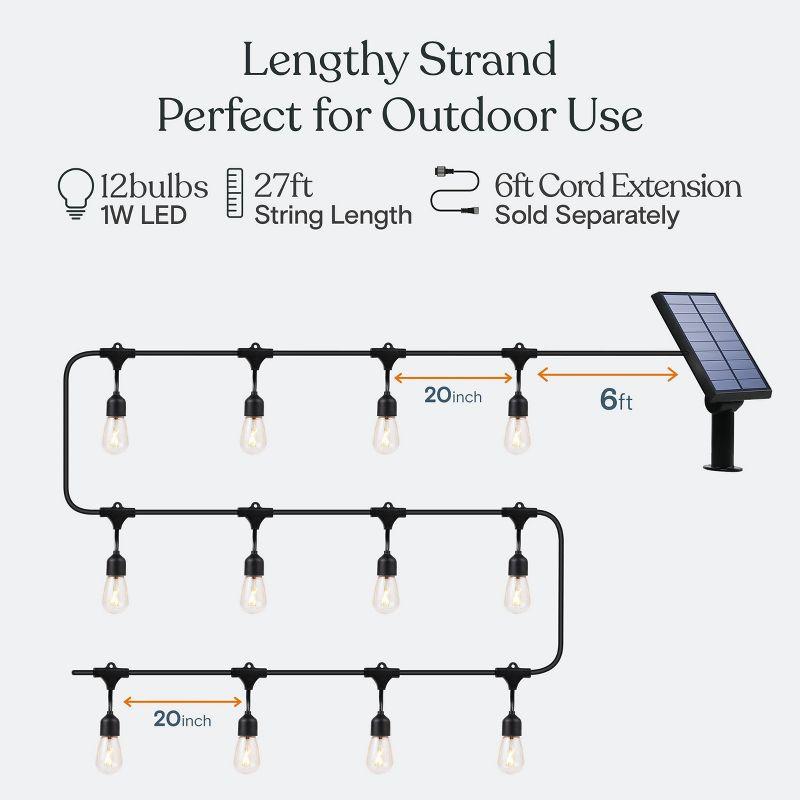 Warm White Solar Powered Outdoor LED String Lights with Remote