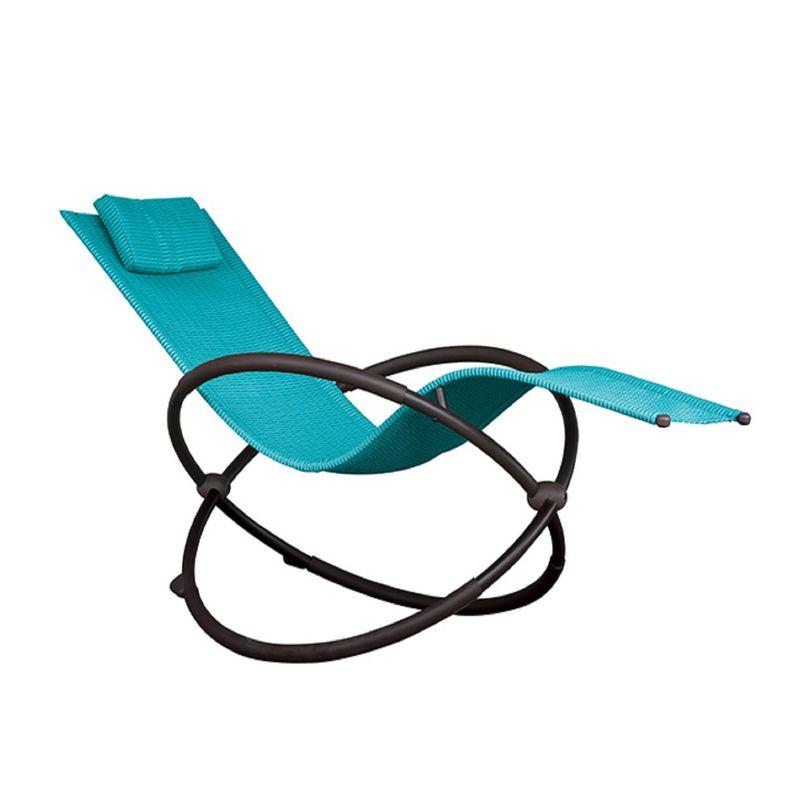 The Hamptons Collection 60” Blue Outdoor Aluminum Orbital Lounge Chair with a Pillow