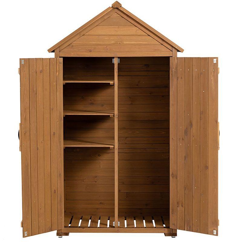 Outdoor Storage Cabinet, Wood Garden Tool Shed, Lockable Garden Shed with Shelves and Latch, Wooden Shed Closet for Lawn Backyard Garden