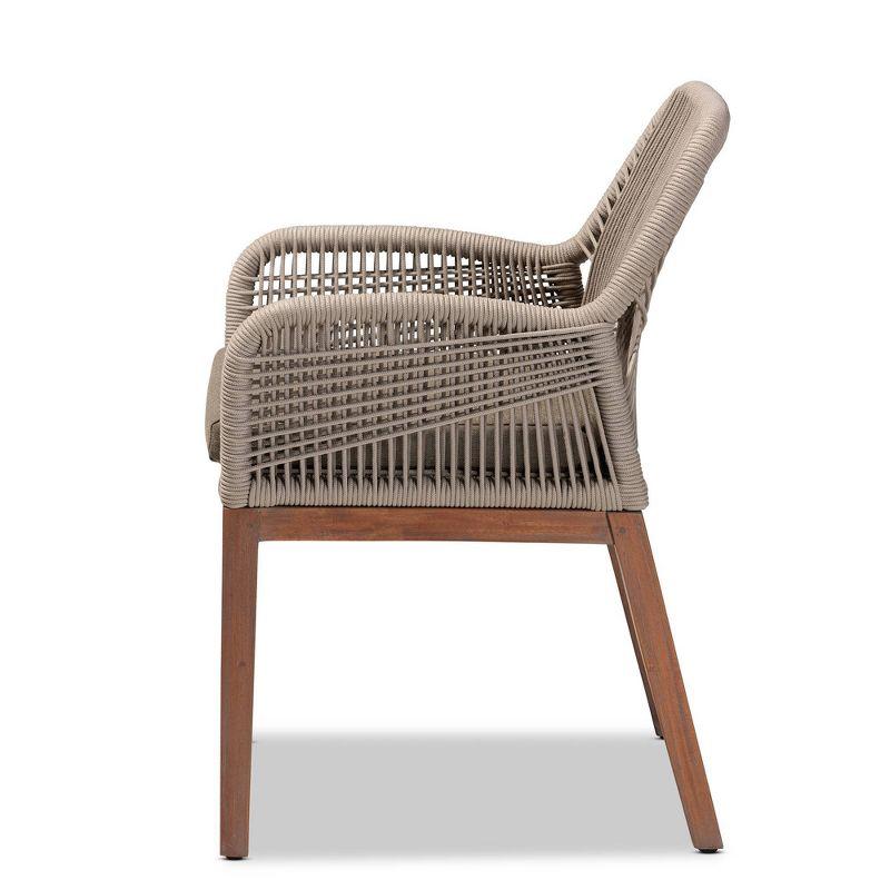 bali & pari Jennifer Woven Rope Mahogany Dining Armchair Gray/Walnut: Upholstered, No Assembly, Polyester/Cotton