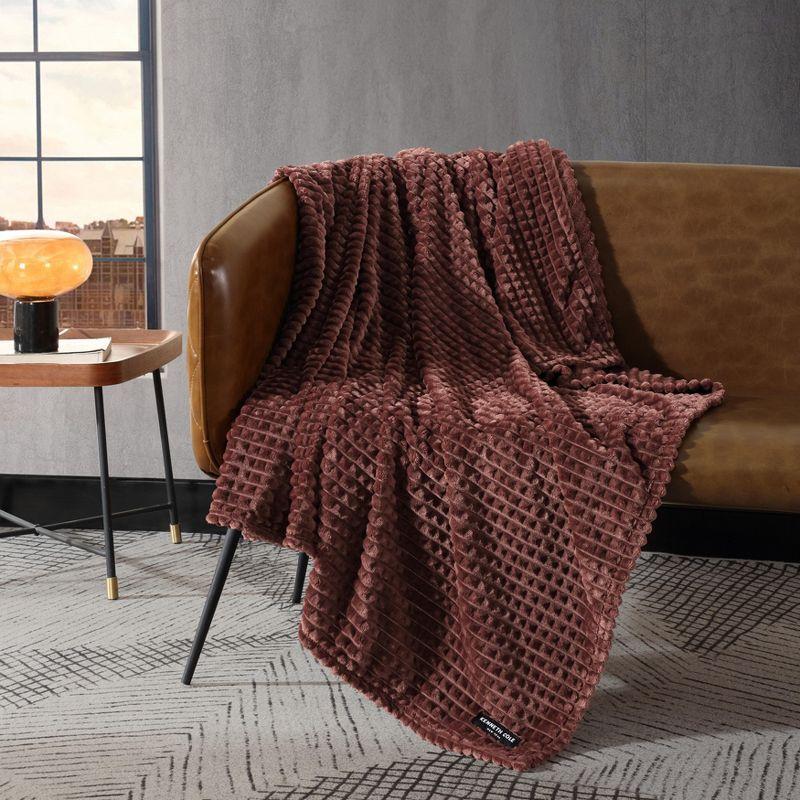 Kenneth Cole Textured Solid Plush Throw Blanket