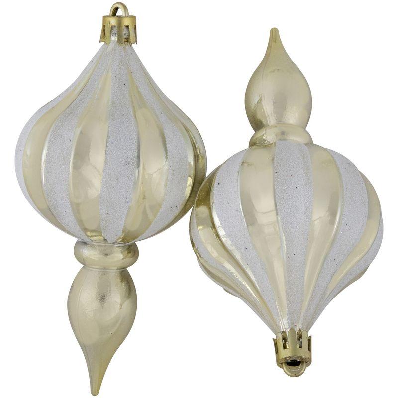 Champagne Gold Shatterproof Finial Christmas Ornaments Set