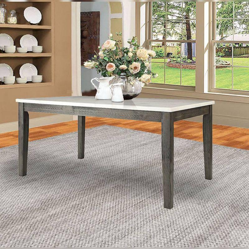 64" Gray Oak and White Marble Rectangular Dining Table