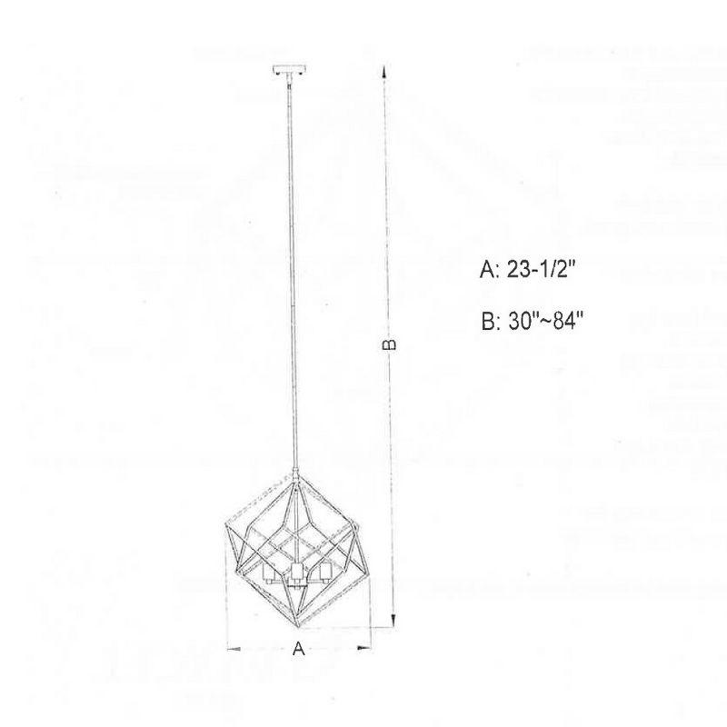 Rad Geometric Nested Cube 4-Light Chandelier in Warm Pewter