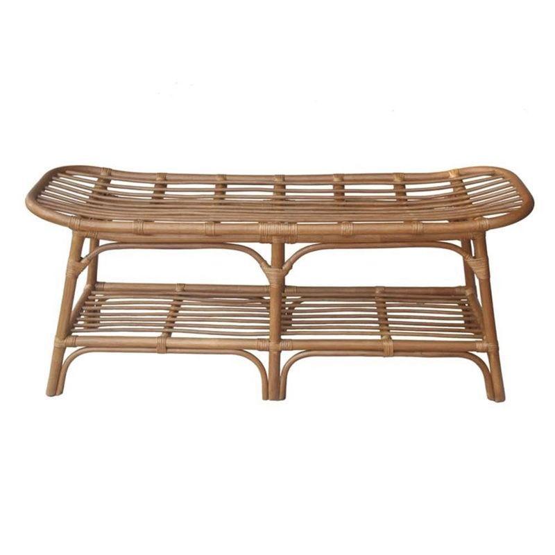 New Pacific Direct Damara Rattan Bench w/ Shelf