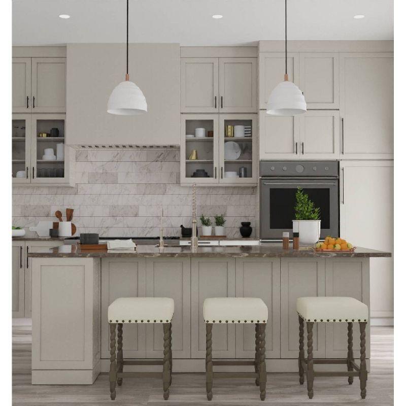 Carolina Living 24" Cadmus Counter Height Barstool Gray/Beige: Upholstered Seat, Antique Brass Nailhead Trim