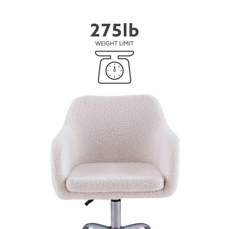 Rylen Modern Swivel Office Desk Chair White - Linon: Chrome-Plated, Ergonomic with Adjustable Height & Casters