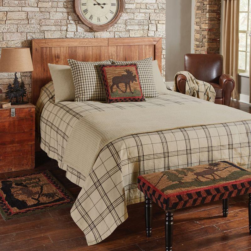 Fieldstone Plaid Black and Tan Cotton Queen Bedspread